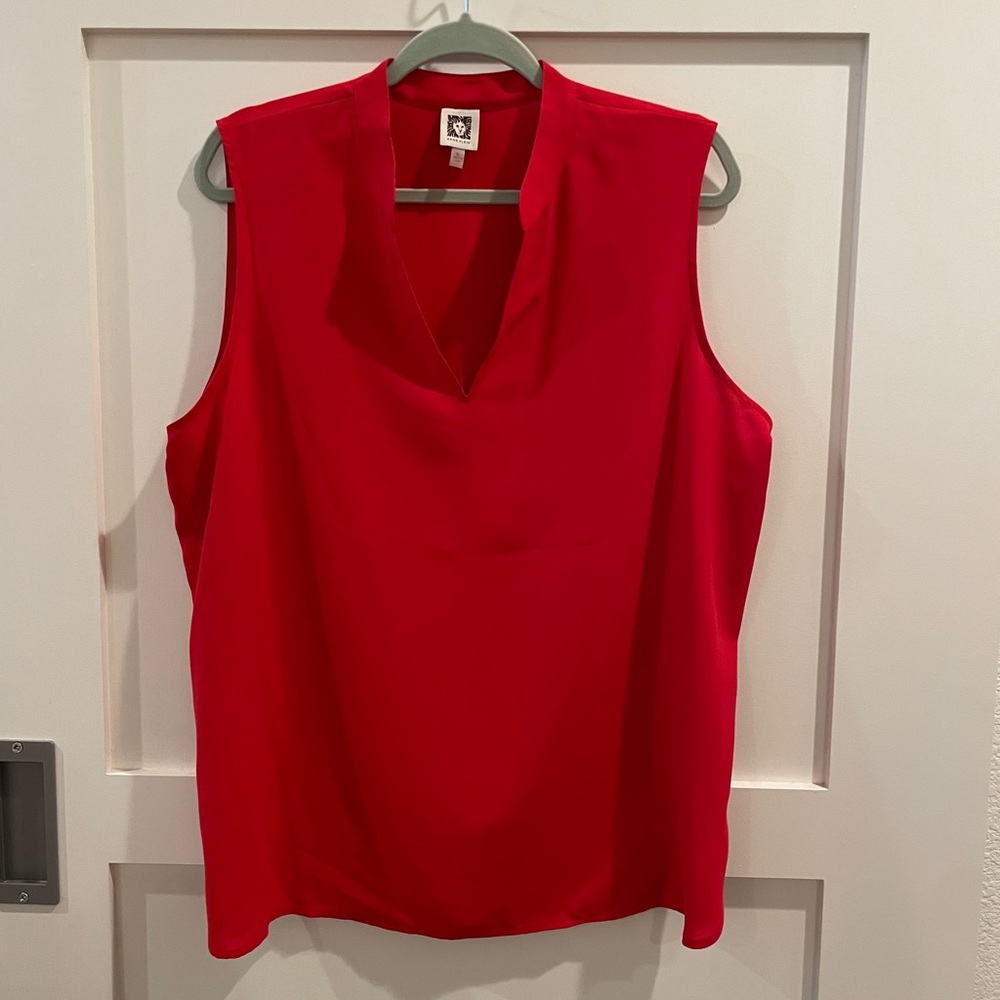 Anne Klein Red Shell Cami Camisole Sleeveless Blouse Shirt XL